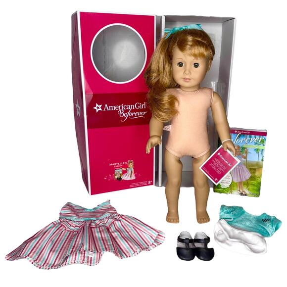 American Girl MaryEllen Doll Meet Outfit Dress Hair Bow Shoes Book Wrist Tag Box - Picture 2 of 11